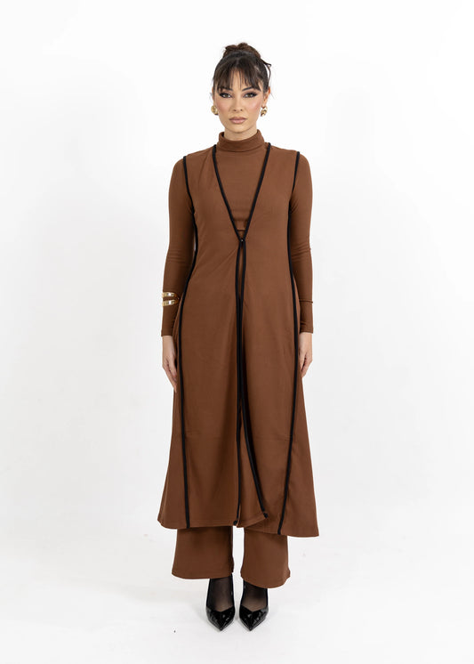 Alara 3-Piece Modest Wear Set – Chocolate Brown