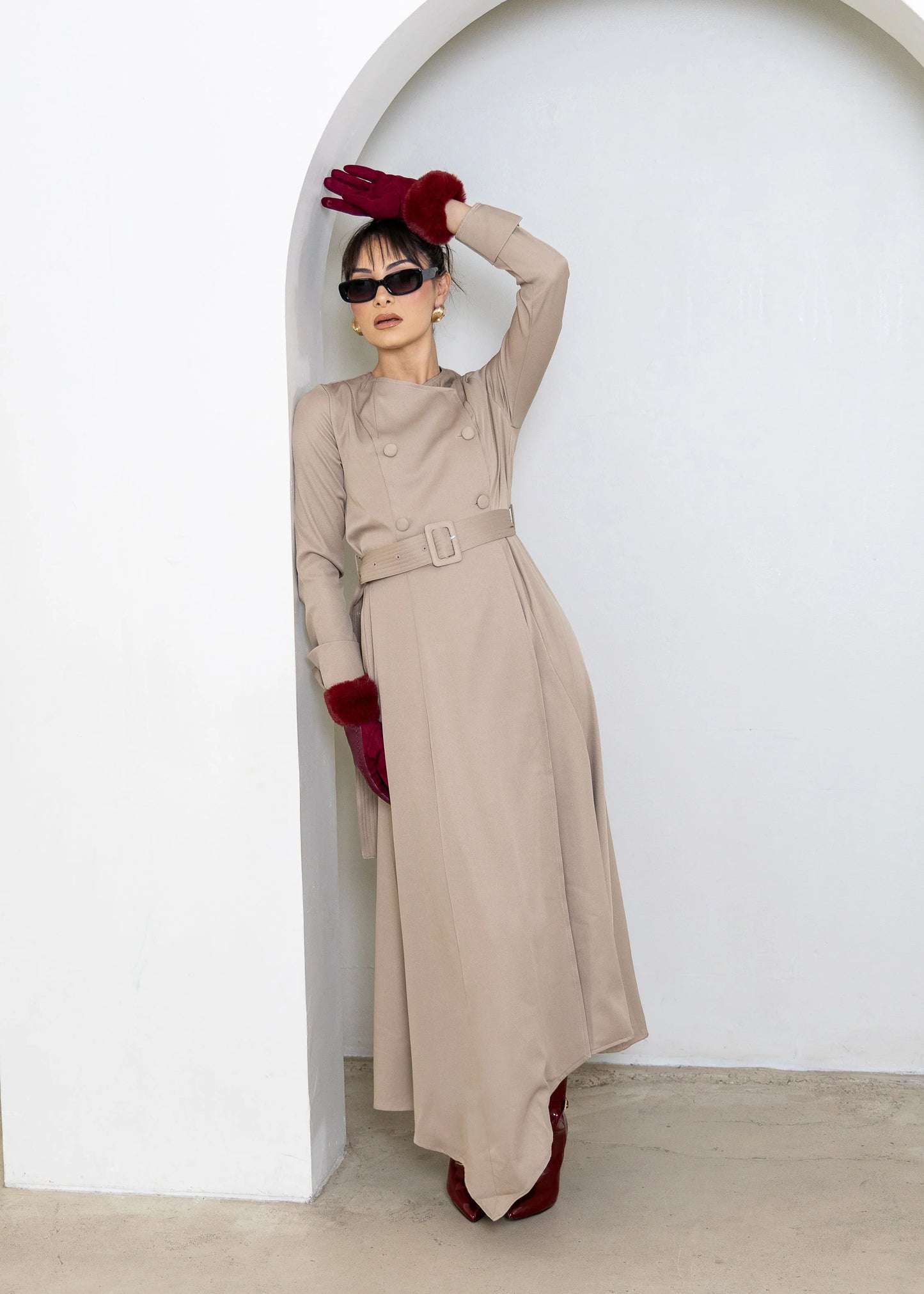 Seraya Trench Dress - Taupe