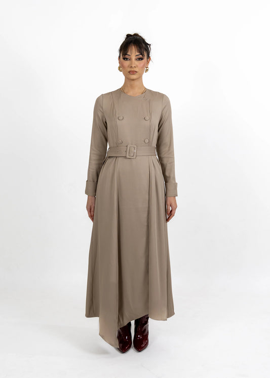 Seraya Trench Dress - Taupe