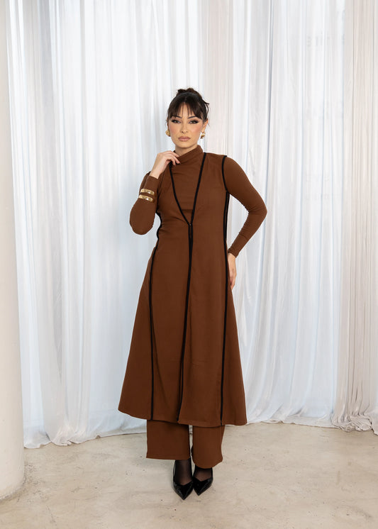 Alara 3-Piece Modest Wear Set – Chocolate Brown