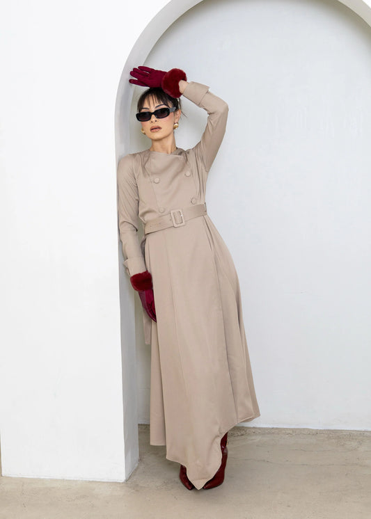 Seraya Trench Dress - Taupe