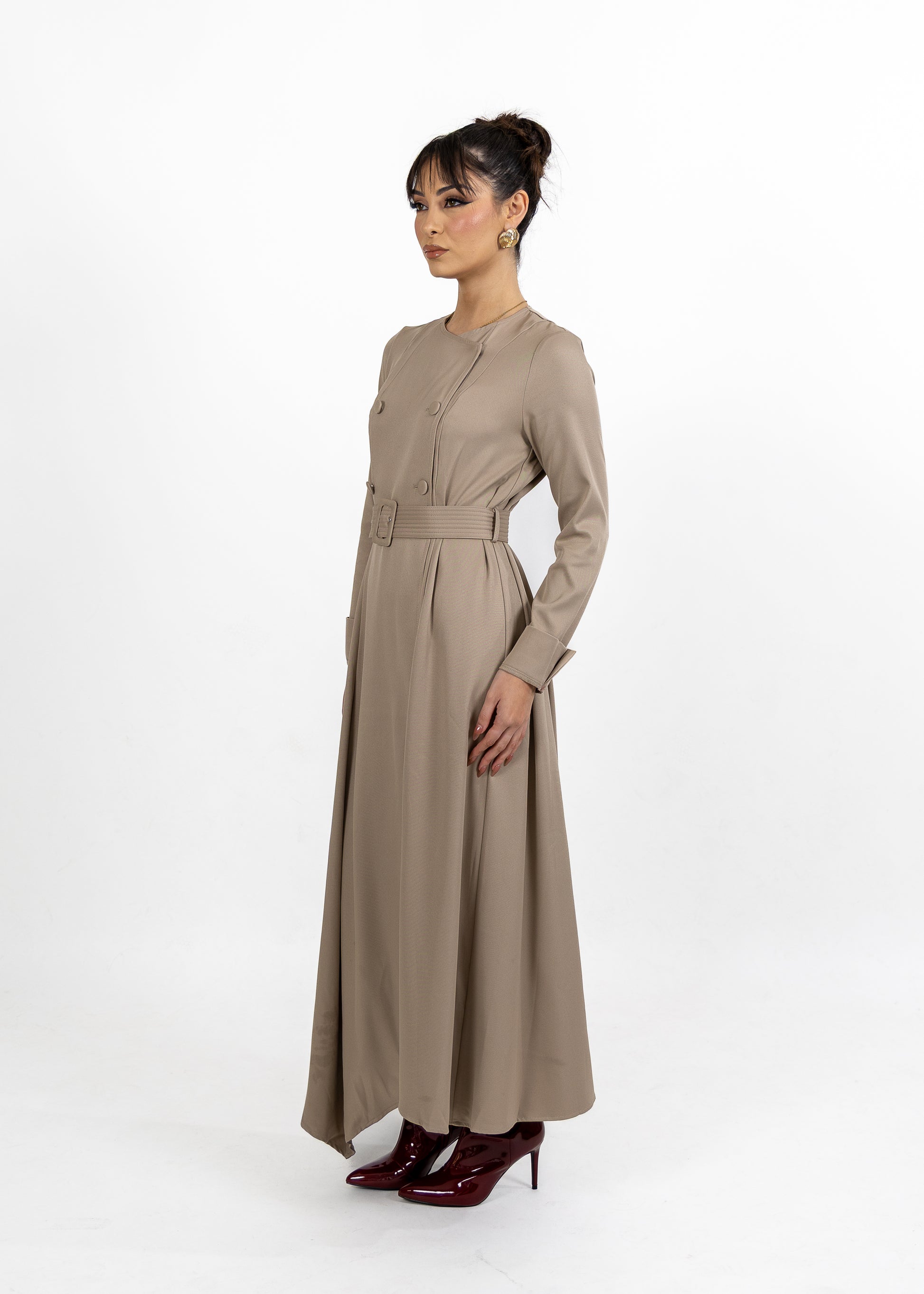 Seraya Trench Dress - Taupe